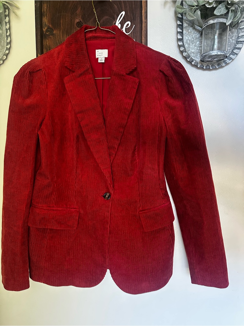 A New Day Corduroy Blazer Jacket - Rust Red